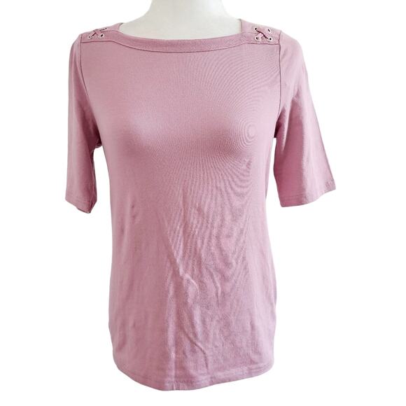 Chaps Short Sleeve Square Neckline Top - Picture 1 of 8
